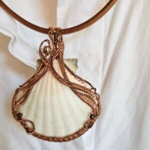 Ręcznie pleciony wisiorek z miedzi z kolczykami